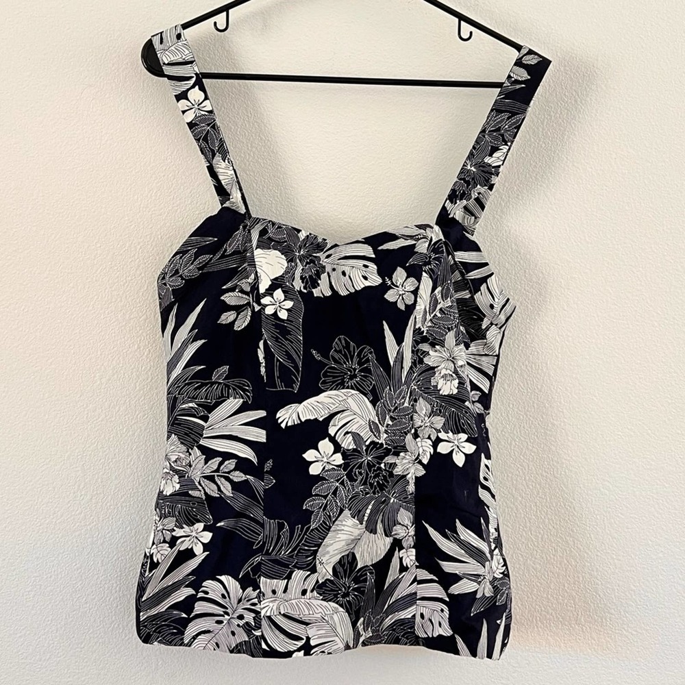 Women’s Navy & White Floral Square-Neck Camisole